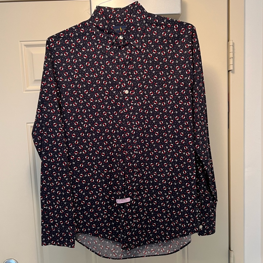 Ralph Lauren life preserver shirt. Hardly worn. Freshly dry cleaned. Like new.